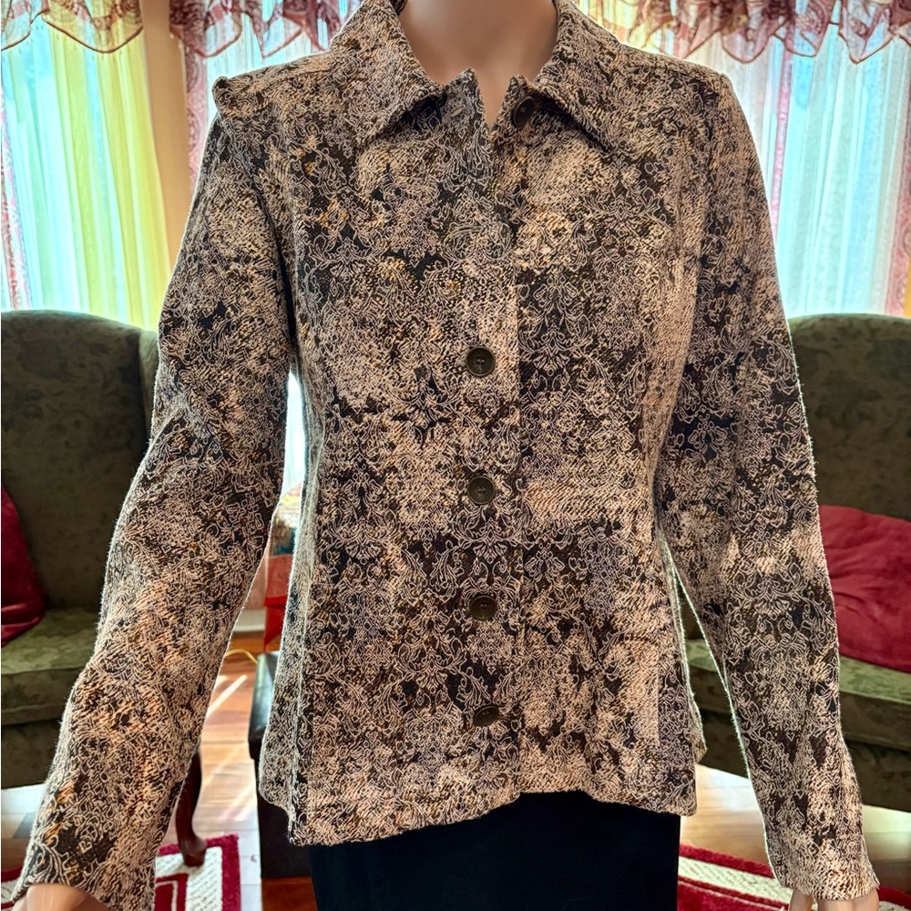 Christopher & Banks Black and Cream Lace Blazer